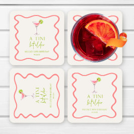 A Tiniビット古いピンクのコスモMartini誕生日パーティー スクエアペーパーコースター