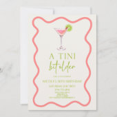 A Tiniビット古いピンクのコスモMartini誕生日パーティー 招待状 (正面)