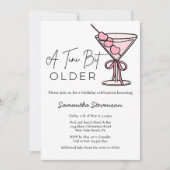 A Tiniビット古いピンクのハートオリーブ誕生日パーティー 招待状 (正面)