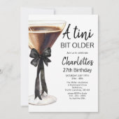 A tiniビット古いブラックリボンマルティーニ誕生日 招待状 (正面)