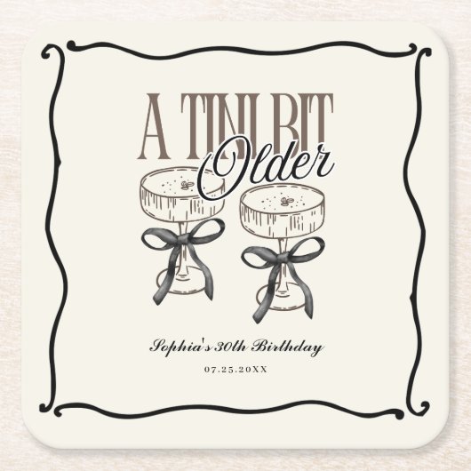 A Tiniビット古い誕生日エスプレッソ・マルティニ予測できな スクエアペーパーコースター (正面)