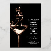 A Tiniビット古い21歳の誕生日Martiniパーティー 箔招待状 (正面)