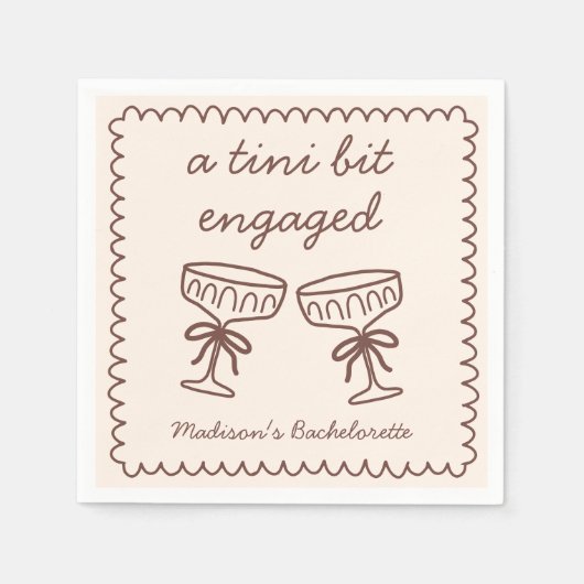 A Tiniビット婚約したエスプレッソMartiniバチェロレッテ スタンダードカクテルナプキン (正面)