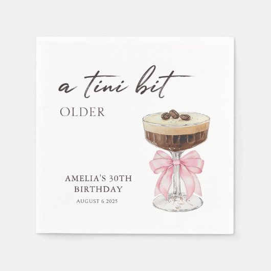 A Tiniビット年上のシックなMartini誕生日パーティー スタンダードカクテルナプキン (正面)