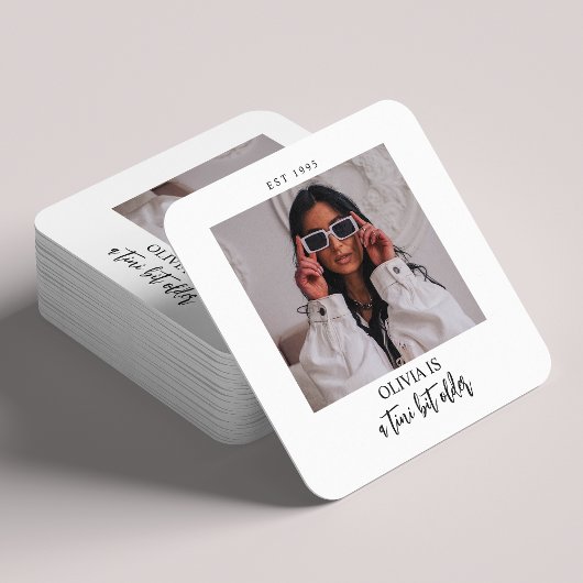 A Tiniビット年上のMartiniをテーマにしたフォトパーティーのお気に入り スクエアペーパーコースター