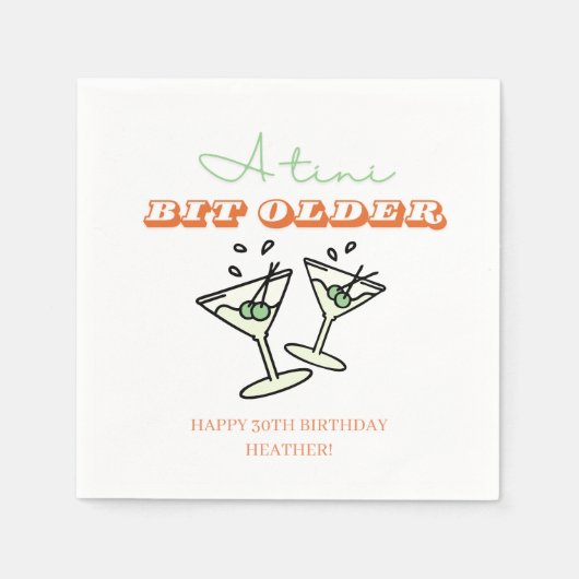 A Tiniビット年上のMartiniオリーブ大人誕生日 スタンダードカクテルナプキン (正面)