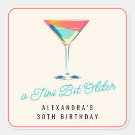 A Tiniビット年上のMartiniテーマレトロ30th Birthday スクエアシール