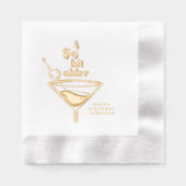 A Tiniビット年上のMartini誕生日パーティーホワイト 箔ナプキン (正面)