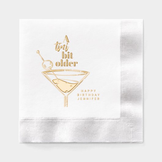 A Tiniビット年上のMartini誕生日パーティーホワイト 箔ナプキン (正面)
