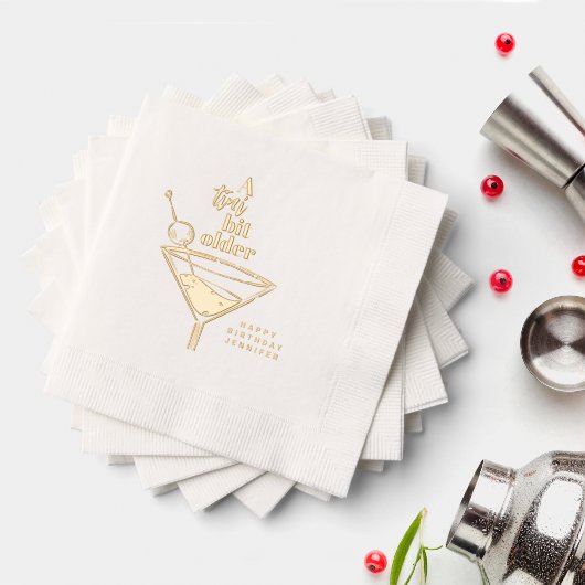 A Tiniビット年上のMartini誕生日パーティーホワイト 箔ナプキン