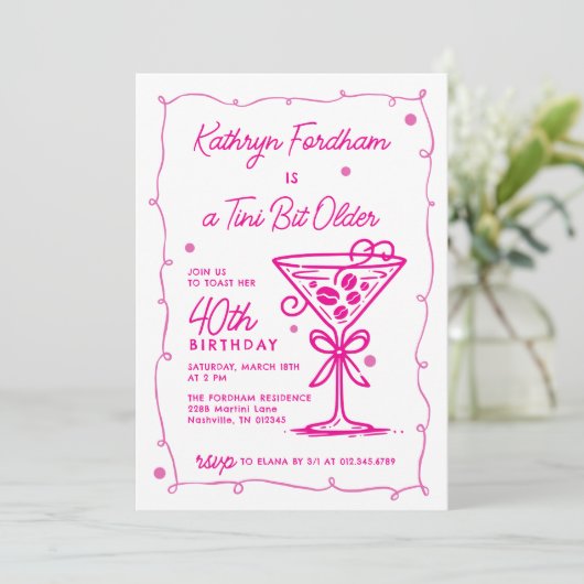 A Tiniビット年上エスプレッソMartini 40歳の誕生日 招待状 (スタンド正面)