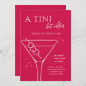 A Tiniモダンビット古い赤40歳の誕生日パーティー 招待状 (正面/裏面)