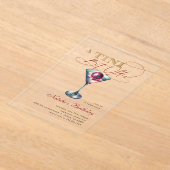 A Tiniモダンビット年上のMartiniさくらんぼ誕生日 アクリル招待状 (レイダウン)