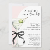 A Tini Bit Black Bow Martini Pink Bridal Shower 招待状 (正面)