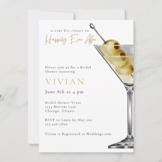 A tini Bit Closer-Martini Bridal Shower 招待状 (正面)