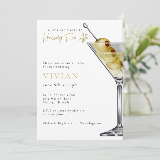 A tini Bit Closer-Martini Bridal Shower 招待状 (スタンド正面)