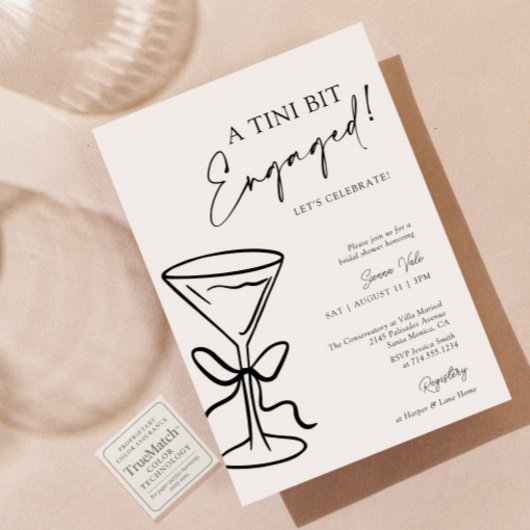 A Tini Bit Engaged Black Bow Martini Bridal Shower 招待状