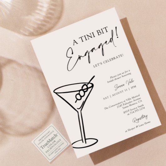 A Tini Bit Engaged Modern Martini Bridal Shower 招待状