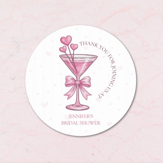 A Tini Bit Engaged Pink Martini Bridal Shower  ラウンドシール