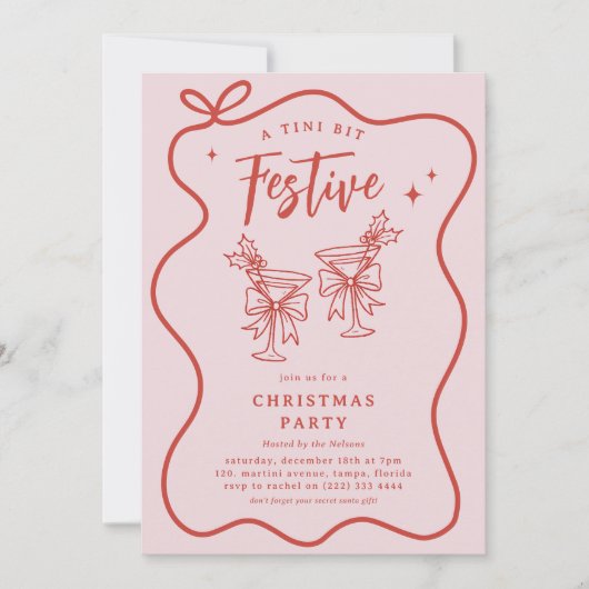 A Tini Bit Festive' Fun Doodle Christmas Party 招待状 (正面)