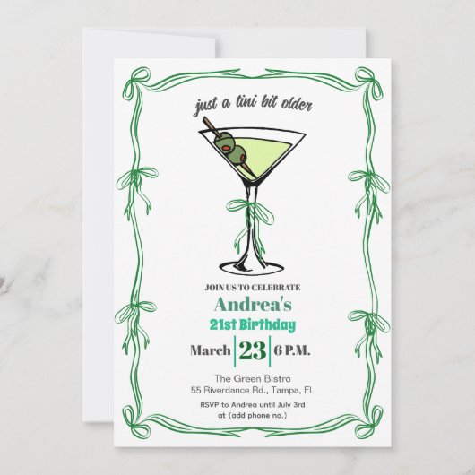 A Tini Bit Older 21st Birthday Party 招待状 (正面)