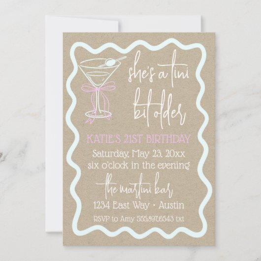 A Tini Bit Older Birthday Martini 21st Birthday 招待状 (正面)