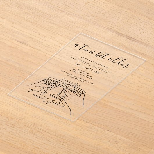 A Tini Bit Older Birthday Party Hand Drawn Doodles アクリル招待状 (レイダウン)