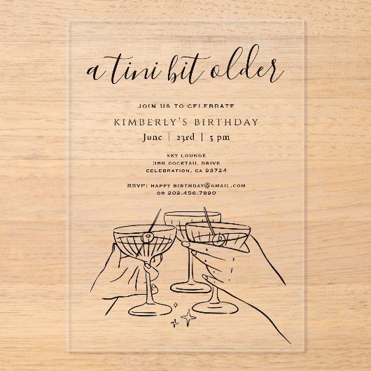 A Tini Bit Older Birthday Party Hand Drawn Doodles アクリル招待状 (正面)