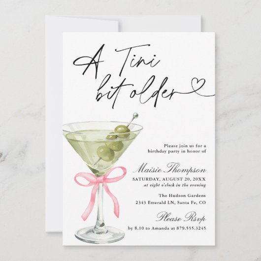 A Tini Bit Older Birthday Party Olive Martini 招待状 (正面)