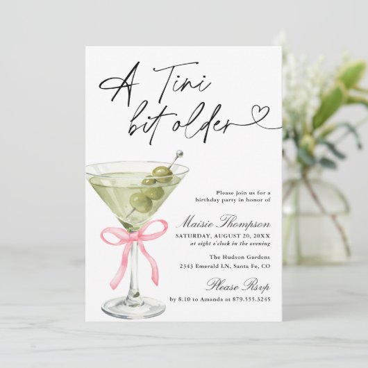 A Tini Bit Older Birthday Party Olive Martini 招待状 (スタンド正面)