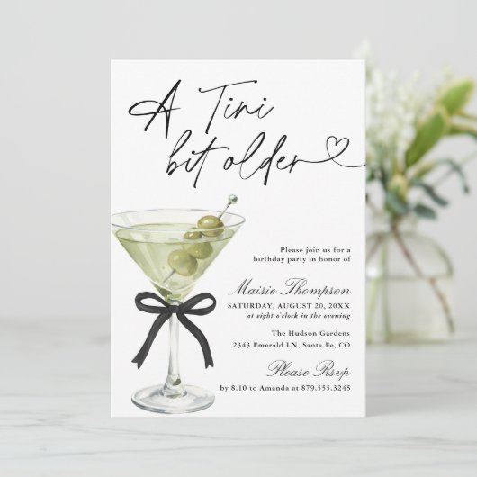 A Tini Bit Older Birthday Party Olive Martini 招待状 (スタンド正面)