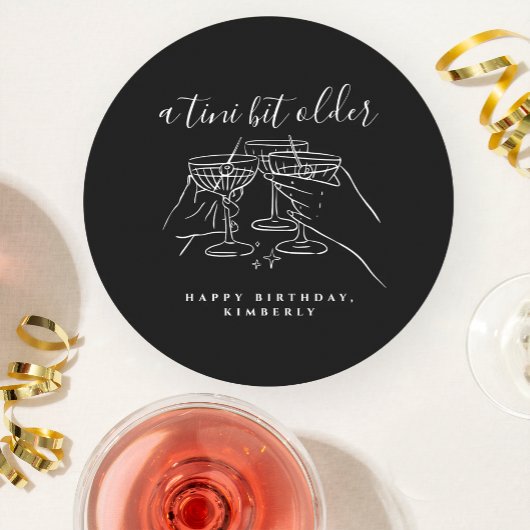 A Tini Bit Older Black Hand Drawn Birthday Party ラウンドペーパーコースター