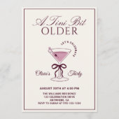 A Tini Bit Older Burgundy 30th Martini Birthday 招待状 (正面)