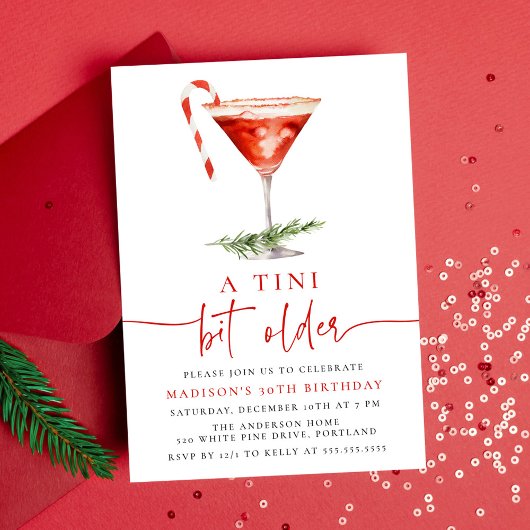 A Tini Bit Older Candy Cane Martini Birthday Party 招待状