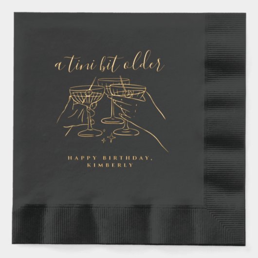 A Tini Bit Older Cheers Martini Birthday Party 箔ナプキン (正面)
