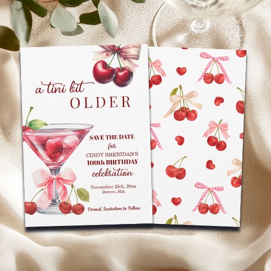 A Tini Bit Older Cherry Martini 100th Birthday セーブザデート