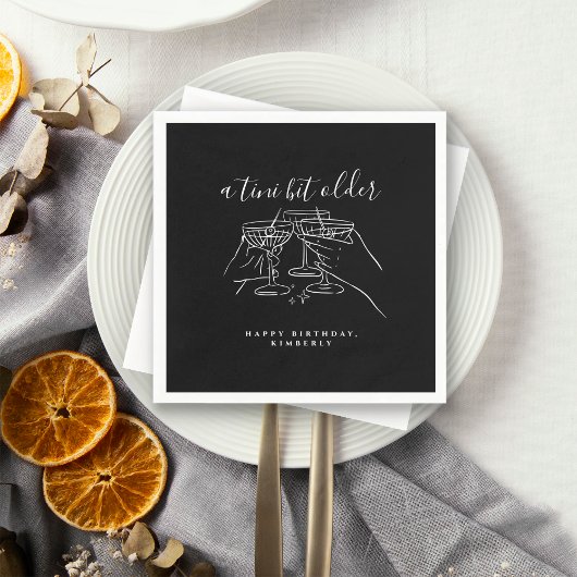 A Tini Bit Older Chic Black Martini Birthday Party スタンダードカクテルナプキン