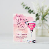 A Tini Bit Older Cocktail Pink Birthday Invitation ポストカード (スタンド正面)