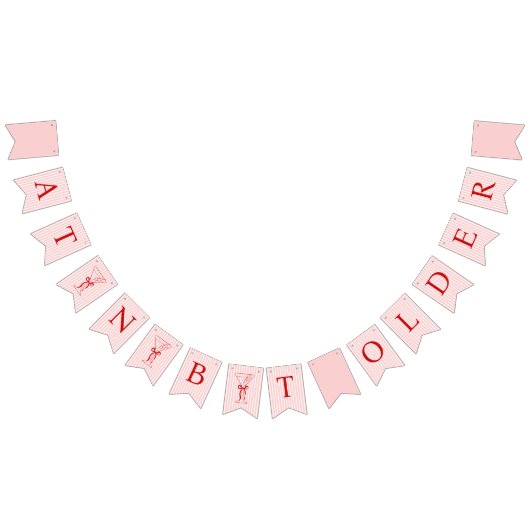 A Tini Bit Older Cute Bow Pink Red Birthday バンティングフラッグ (全)