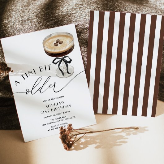 A Tini Bit Older Espresso Martini 21st Birthday 招待状