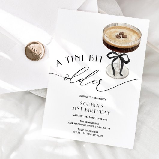 A Tini Bit Older Espresso Martini 21st Birthday 招待状