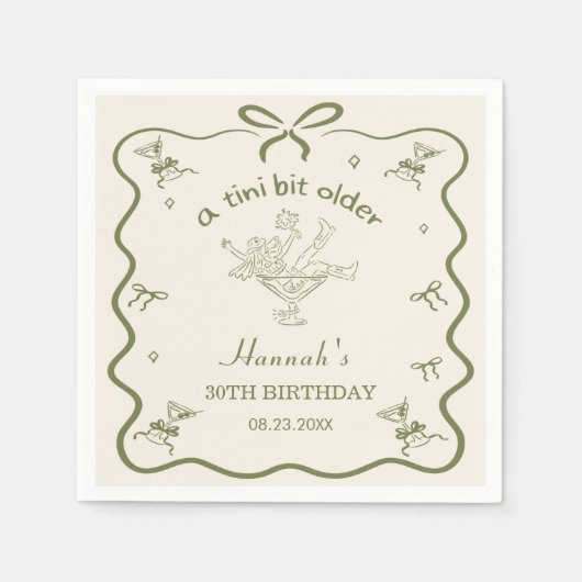 A Tini Bit Older Espresso Martini Bow Birthday スタンダードカクテルナプキン (正面)
