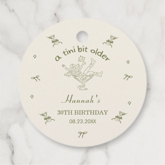 A Tini Bit Older Espresso Martini Bow Birthday フェイバータグ (裏面)