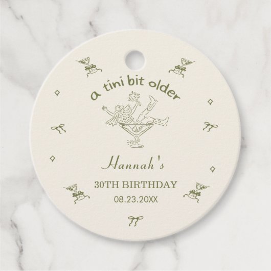A Tini Bit Older Espresso Martini Bow Birthday フェイバータグ (正面)