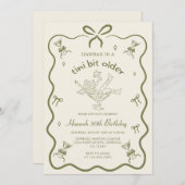 A Tini Bit Older Espresso Martini Bow Birthday 招待状 (正面/裏面)