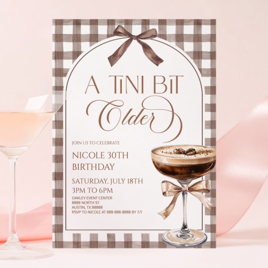 A Tini Bit Older Expresso Martini Birthday Party 招待状