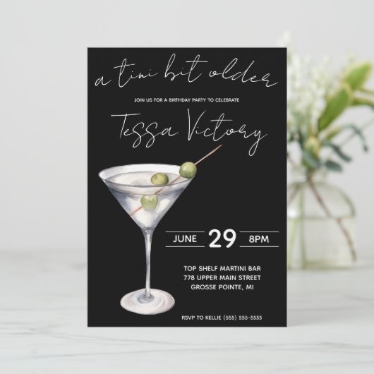 A Tini Bit Older, Martiniをテーマにした誕生日パーティー 招待状 (スタンド正面)
