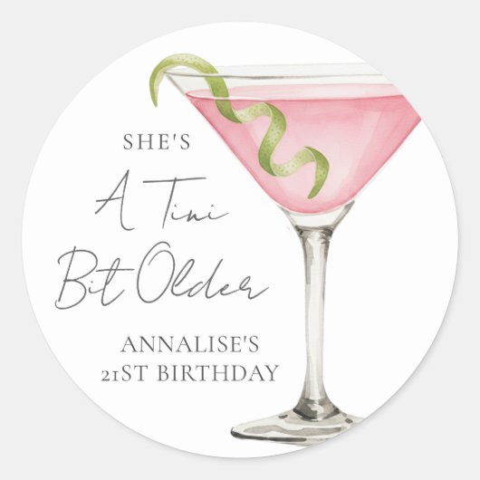 A Tini Bit Older Martini Birthday ラウンドシール (正面)