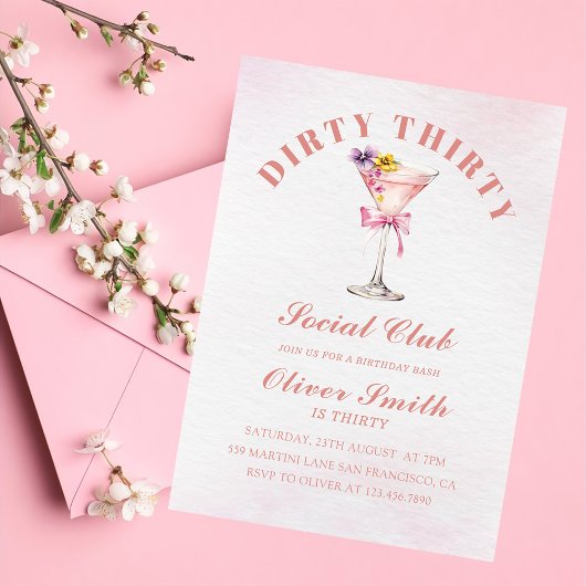 A Tini Bit Older Martini Dirty Thirty Birthday 招待状