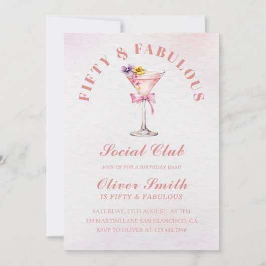 A Tini Bit Older Martini Fifty & Fabulous Birthday 招待状 (正面)